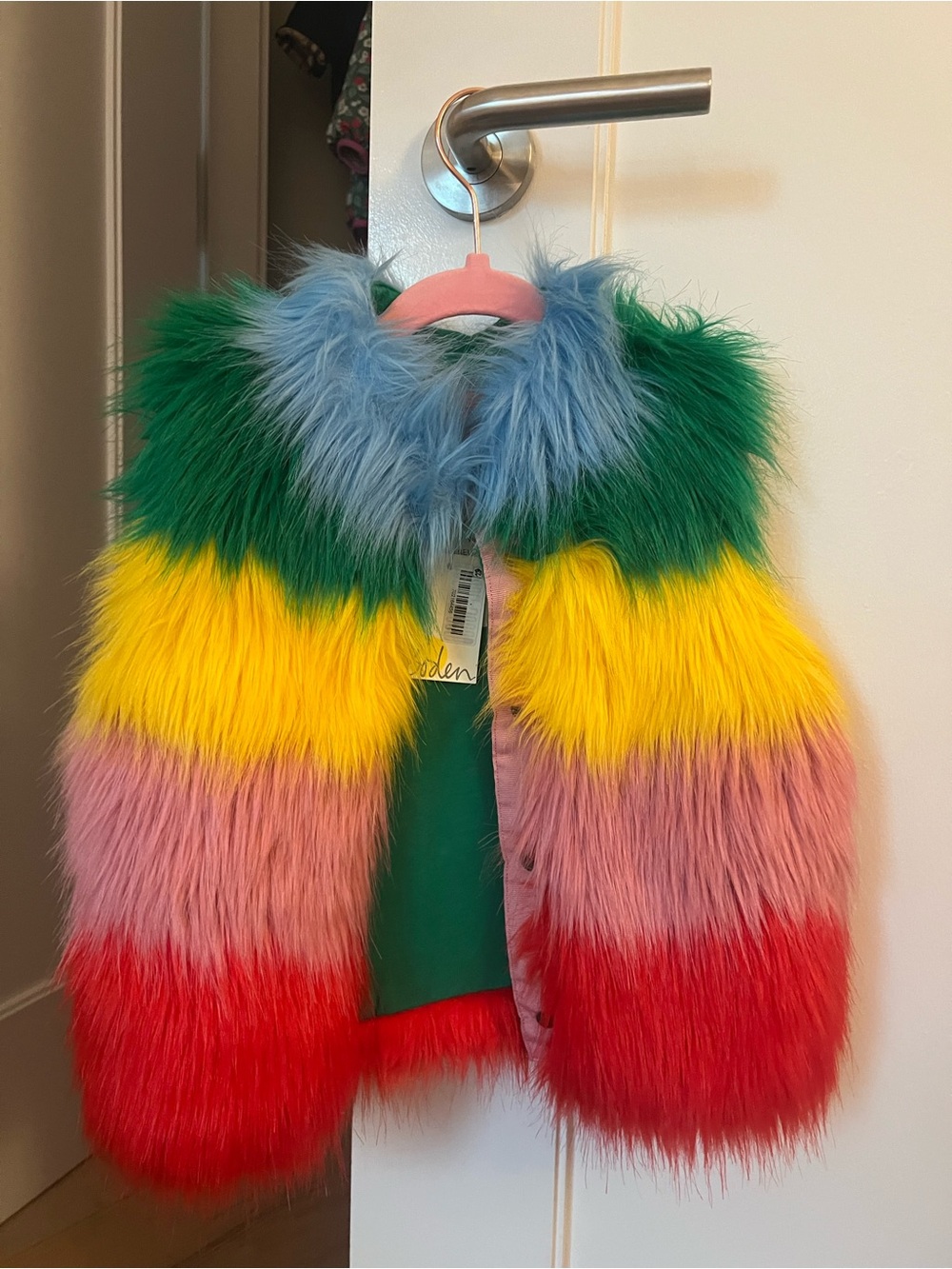 NWT - Mini Boden Kids Rainbow Faux Fur Vest